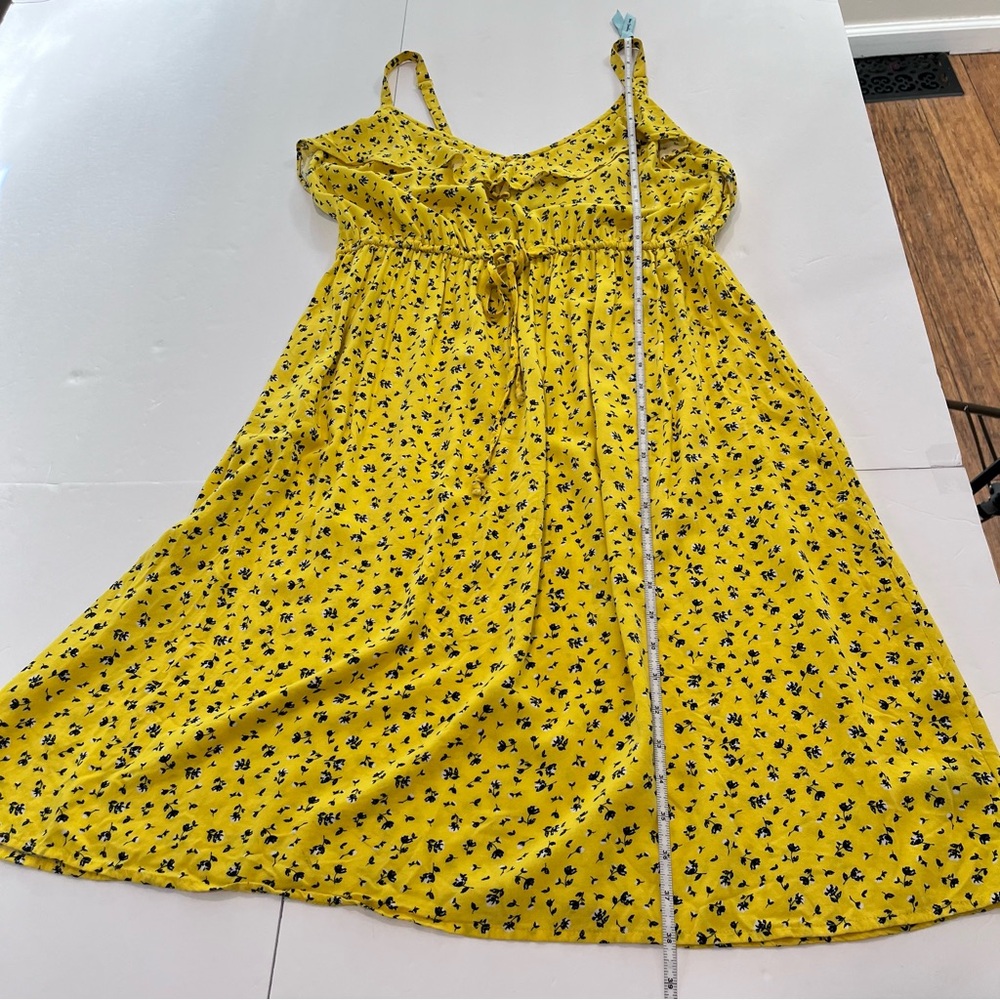 Torrid Mustard Yellow Floral Challis Ruffle V Neck Sleeveless Dress Size 1X - Picture 9 of 10